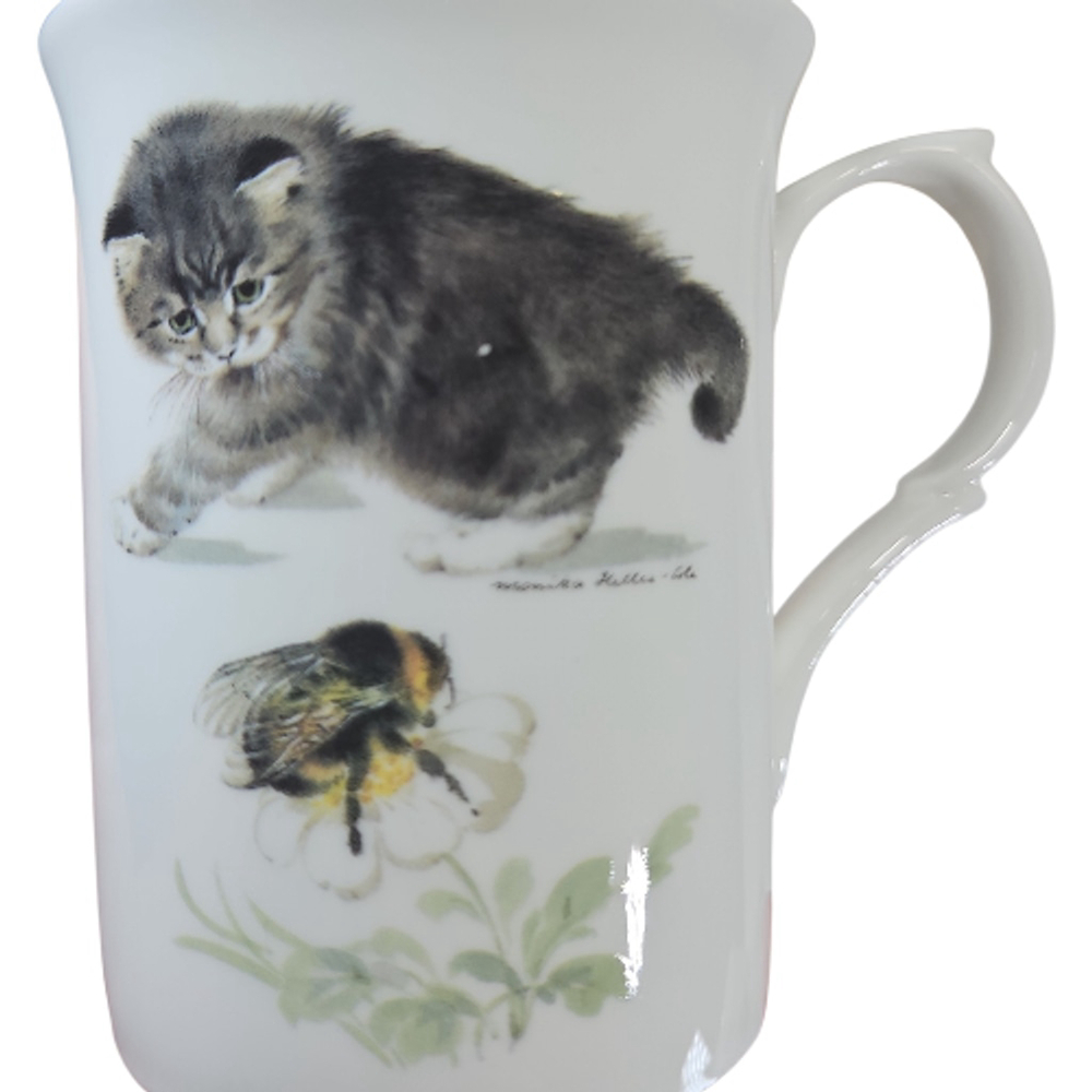 Windsor Fine Bone China Cat Mugs Set 2 England Kitty Coffee Tea Cups Gift - Picture 5 of 9